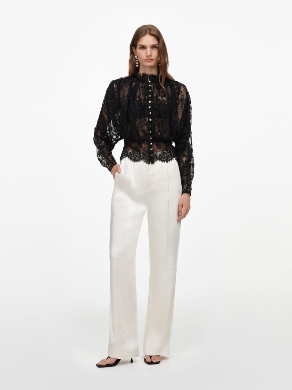 Self-Portrait Black Lace High Neck Blouse Size 8